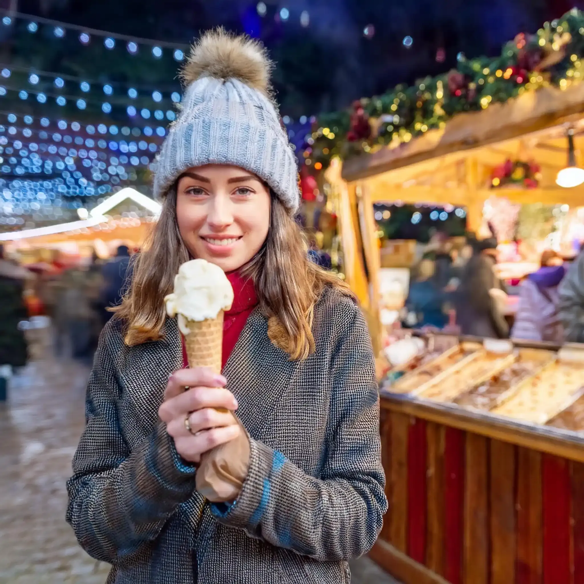 A girl is having an ice cream
